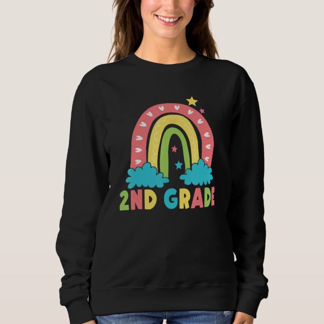 2nd Grade Rainbow Girl Boys Teacher Hello 2nd Grad Sweatshirt (Vorderseite)