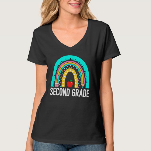 2nd Grade Squad Back To School Rainbow Teachers 2 T-Shirt (Vorderseite)