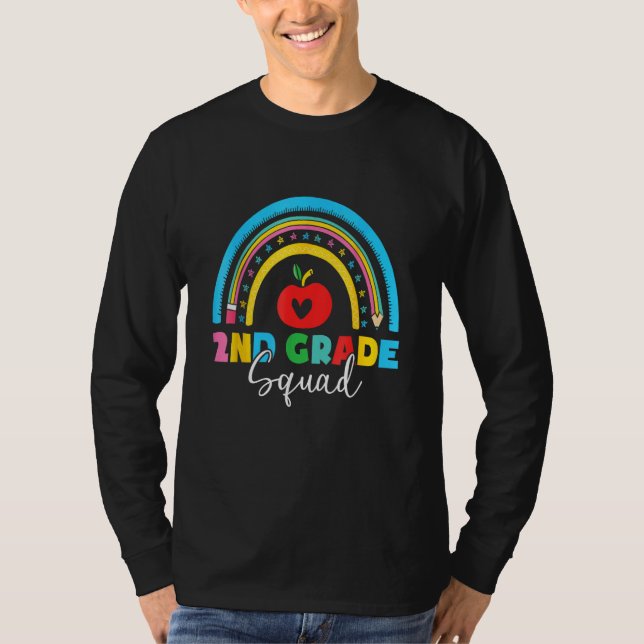 2nd Grade Squad Back To School Rainbow Teachers St T-Shirt (Vorderseite)