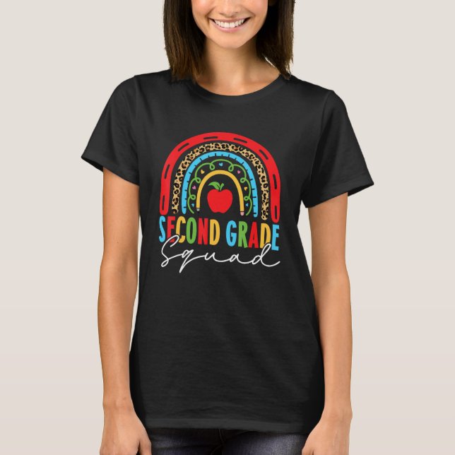 2nd Grade Squad Back To School Rainbow Teachers T-Shirt (Vorderseite)