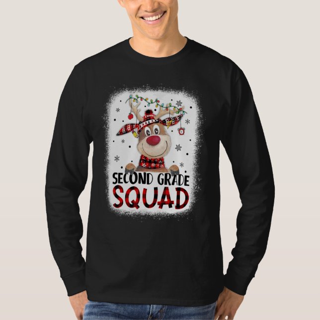 2nd Grade Squad Plaid Reindeer Santa Hat Teacher C T-Shirt (Vorderseite)