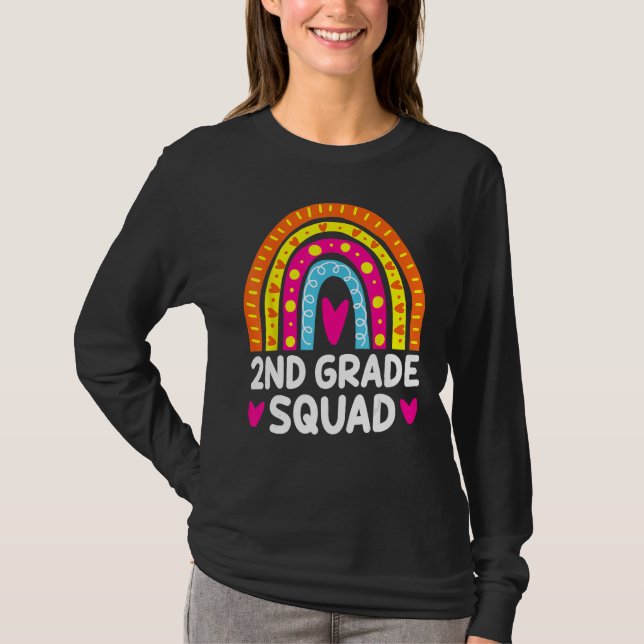 2nd Grade Squad Rainbow Heart Back To School Teach T-Shirt (Vorderseite)