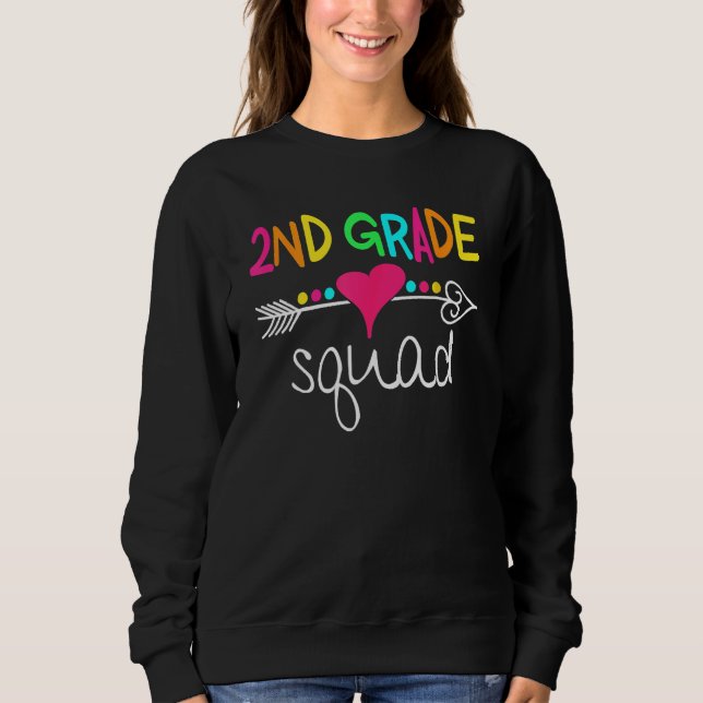 2nd Grade Squad Second Teacher Student Team Back T Sweatshirt (Vorderseite)