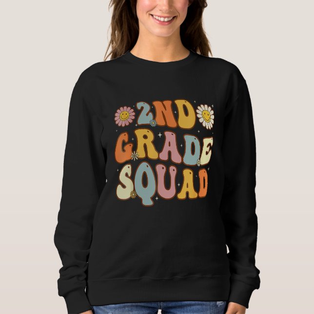 2nd Grade Squad Second Teacher Student Team Back T Sweatshirt (Vorderseite)