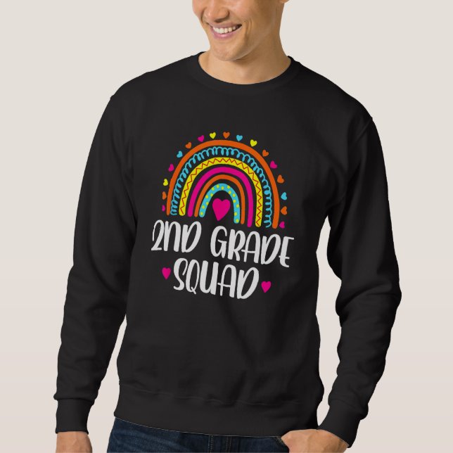 2nd Grade Squad Teacher  Rainbow  Back To School Sweatshirt (Vorderseite)
