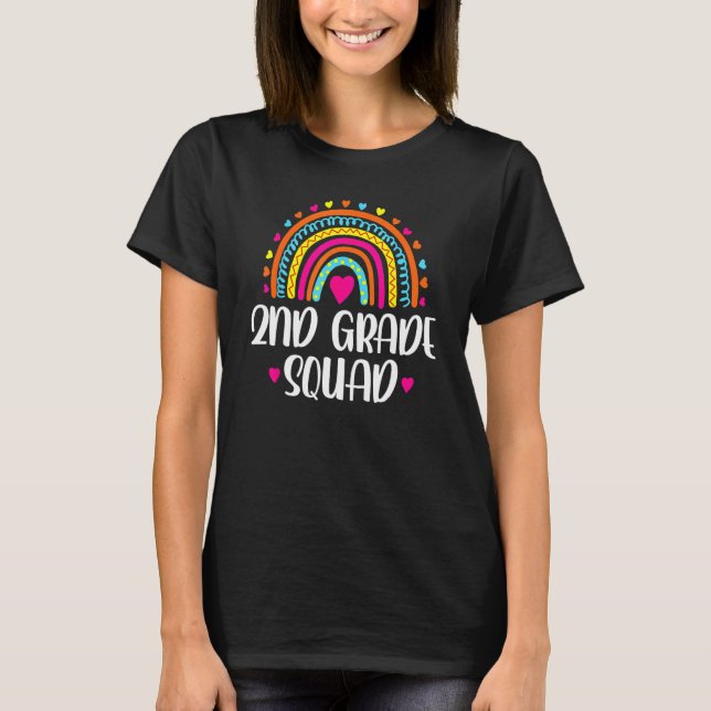 2nd Grade Squad Teacher  Rainbow  Back To School T-Shirt (Vorderseite)