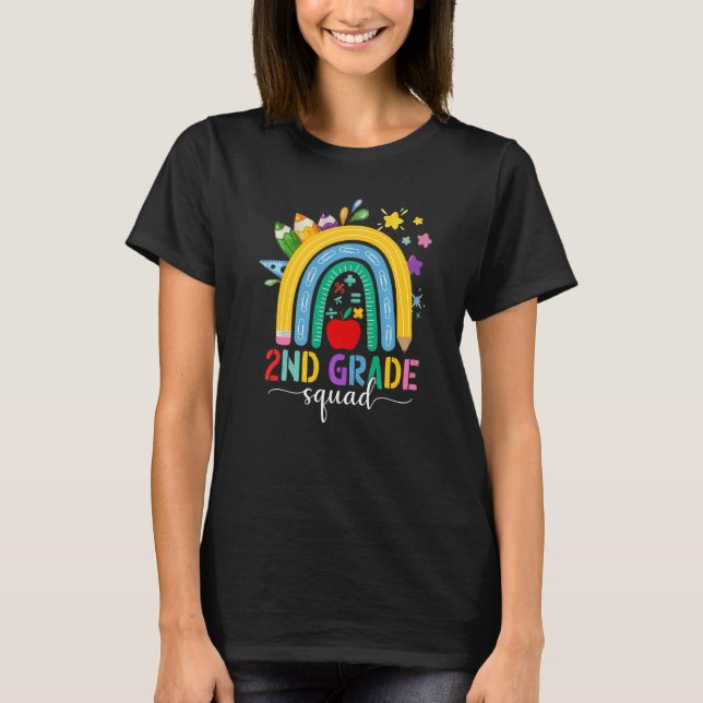 2nd Grade Squad Teacher Student Boho Rainbow Back  T-Shirt (Vorderseite)