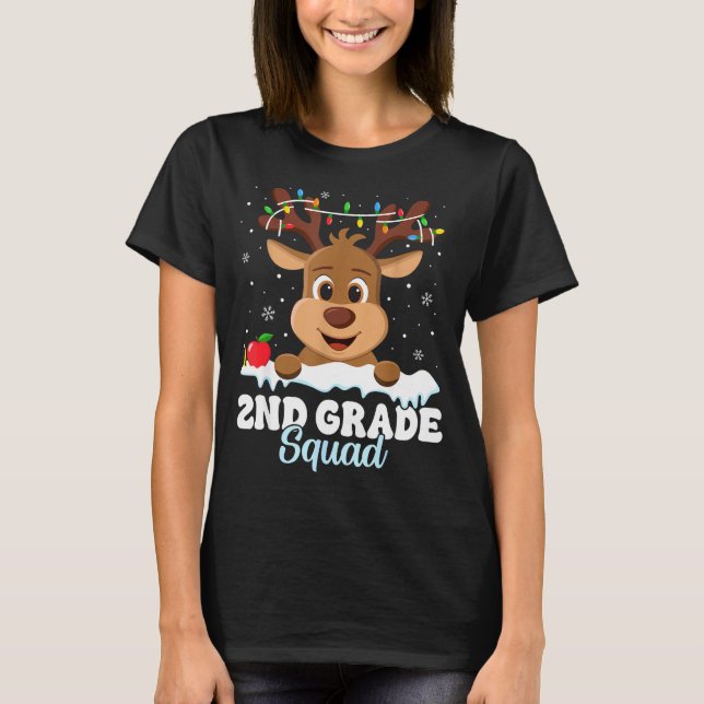 2nd Grade Teacher Christmas Second Grade Squad Rei T-Shirt (Vorderseite)