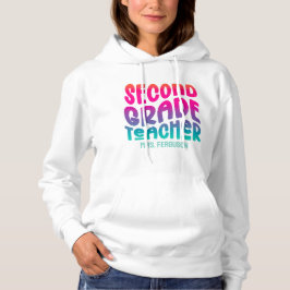 2nd Grade Teacher Colorful Ombre Typography Hoodie