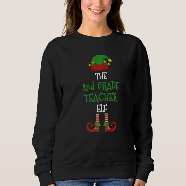 2nd Grade Teacher Elf Matching Pajamas Christmas T Sweatshirt (Vorderseite)