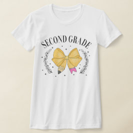 2nd Grade Teacher Pencil Coquette Bow T-Shirt