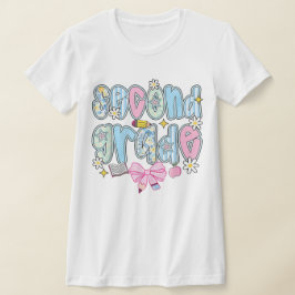 2nd Grade Teacher Pencil Coquette Bow T-Shirt