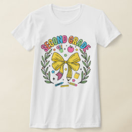 2nd Grade Teacher Pencil Coquette Bow T-Shirt
