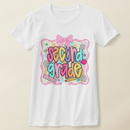 2nd Grade Teacher Pencil Coquette Bow T-Shirt