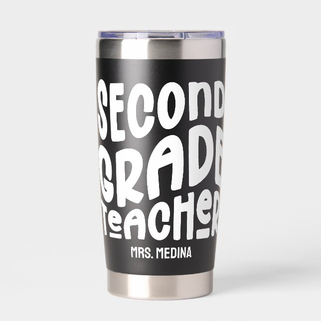 2nd Grade Teacher Simple Typography Thermobecher (Vorderseite)