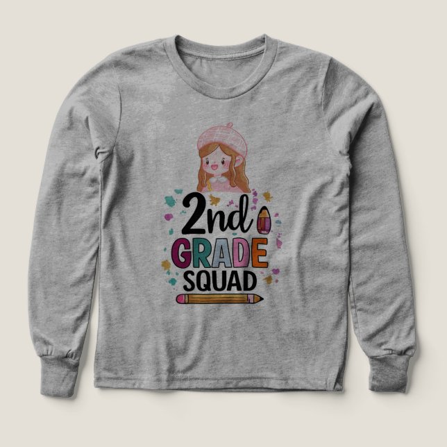 2nd Klasse Squad Süße Mädchen Zurück zur Schule  (Design Vorderseite)