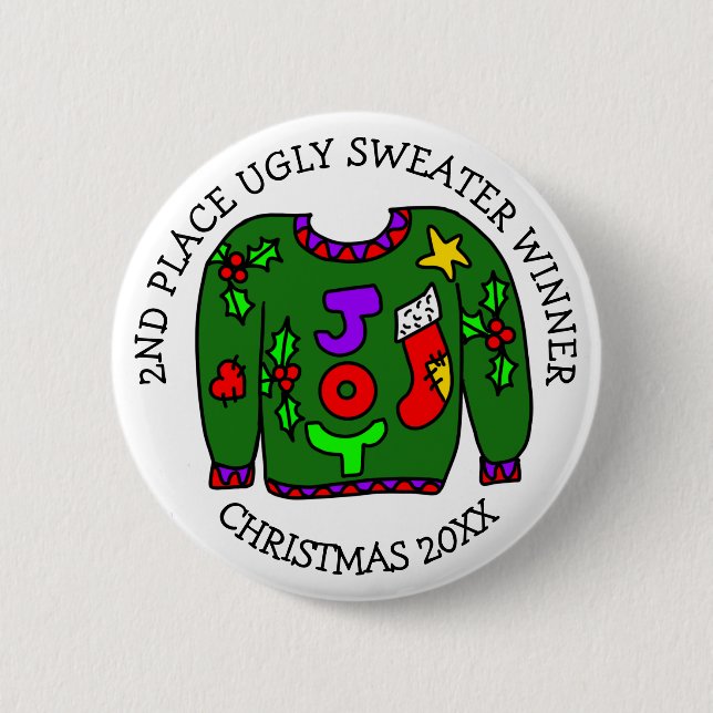 2ND Place Gewinner Ugly Sweater Contest Medaille Button (Vorderseite)