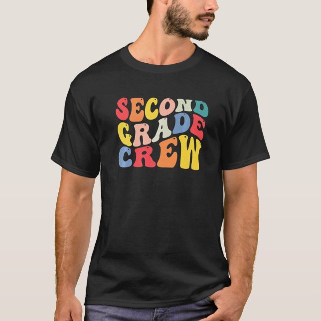 2nd Second Grade Crew Teacher Back To School Retro T-Shirt (Vorderseite)
