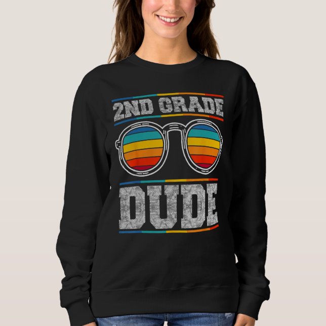2nd Second Grade Dude Sunglasses Boys Kids Back To Sweatshirt (Vorderseite)