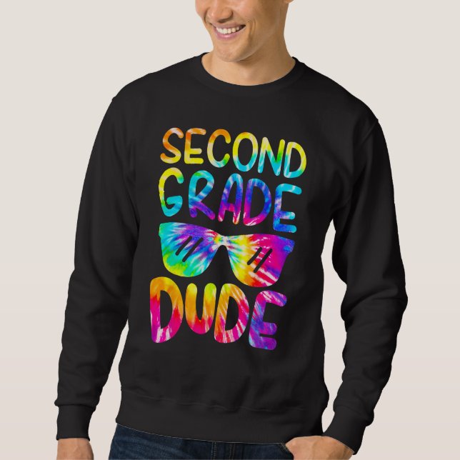 2nd Second Grade Dude Tie Dye Sunglasses Boys Back Sweatshirt (Vorderseite)