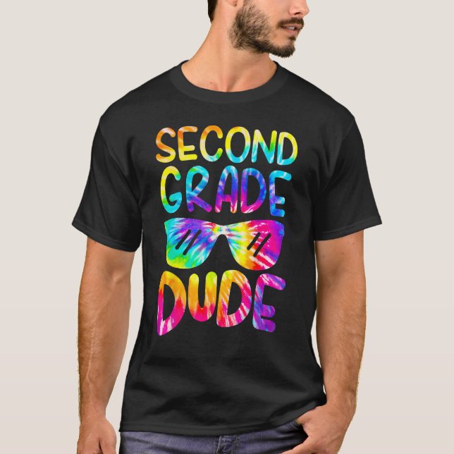 2nd Second Grade Dude Tie Dye Sunglasses Boys Back T-Shirt (Vorderseite)