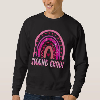 2nd Second Grade Leoprad Rainbow Back To School Te Sweatshirt