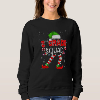 2rd Grade Elf Squad Matching Teach Christmas Schoo Sweatshirt