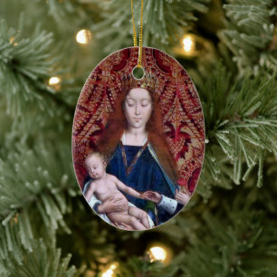 2x Enthroned Madonna und Kind (Detail; M 070) Keramik Ornament