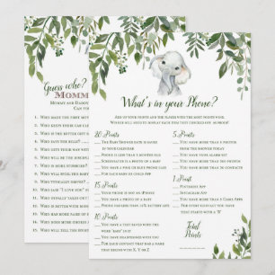 2x Games Elephant Baby Shooter 12x18" Größe Einladung