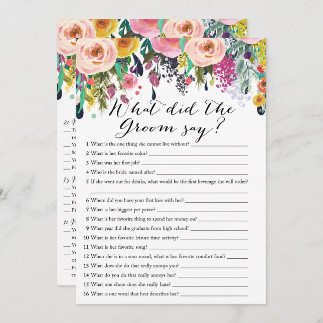 2x Games Garden Brautparty Spiel 12x18 Einladung (Vorne/Hinten)