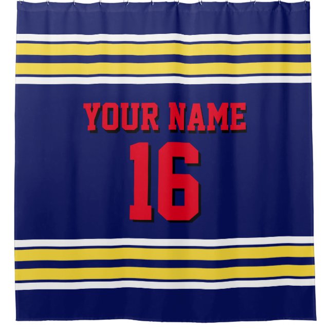 2X Streifen roten Text Duschvorhang (Vorderseite)