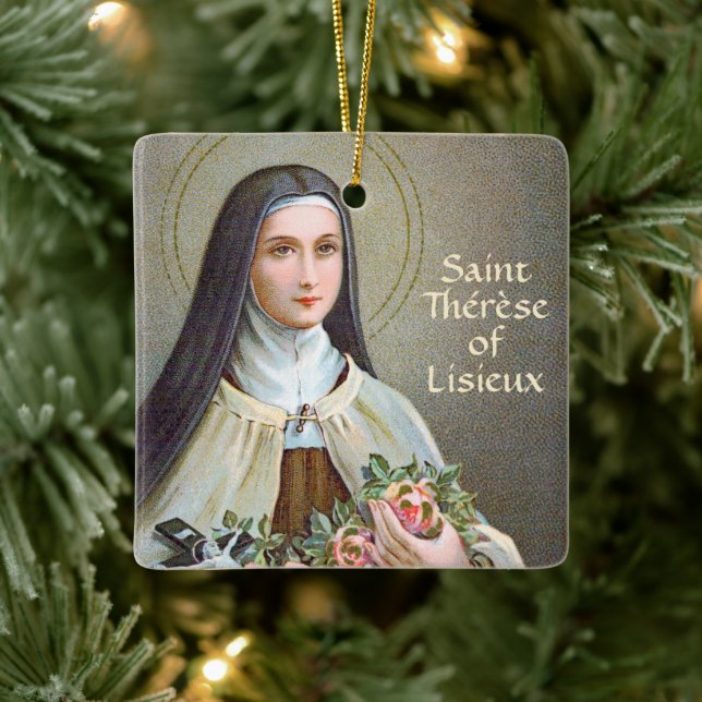2xSt. Therese of Lisieux (BJE 01) Square Keramikornament (Baum)