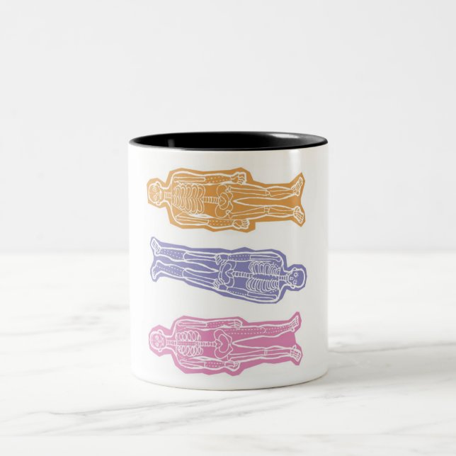 3人の骸骨カラフルマグカップ - 3 colorful skeletons mug zweifarbige tasse (Mittel)