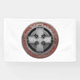 [300] Altes keltisches Heiliges Silberknotenkreuz Banner