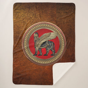 [300] Assyrian Winged Lion: Gold & Black Lamassu Sherpadecke