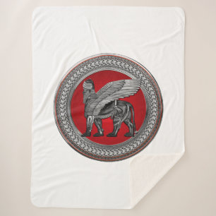 [300] Assyrian Winged Lion: Silver & Black Lamassu Sherpadecke