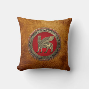 [300] Assyrian Winged Stier - Gold Lamassu Kissen