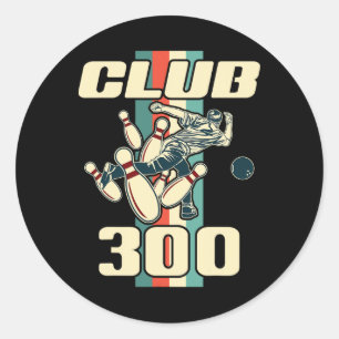 300 Bowling Shirt Vintag Retro Club 300 Bowling Runder Aufkleber
