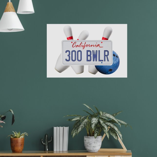 300 BWLR California Plate, Bowling Wall Art Poster (Wohnzimmer 1)
