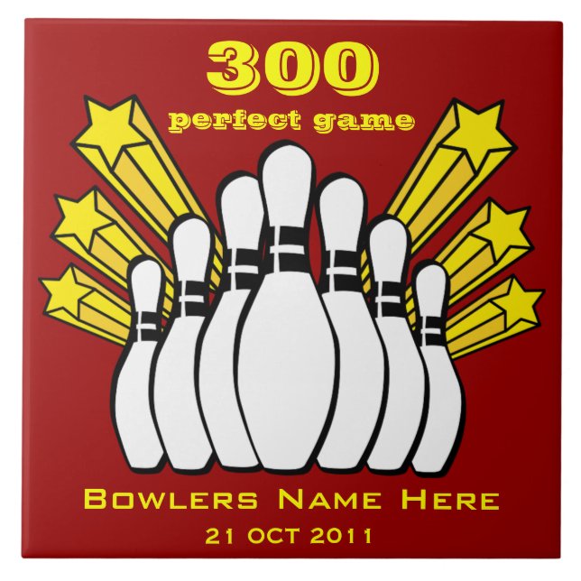 300 Game Bowling Award Decorative Tile Fliese (Vorderseite)