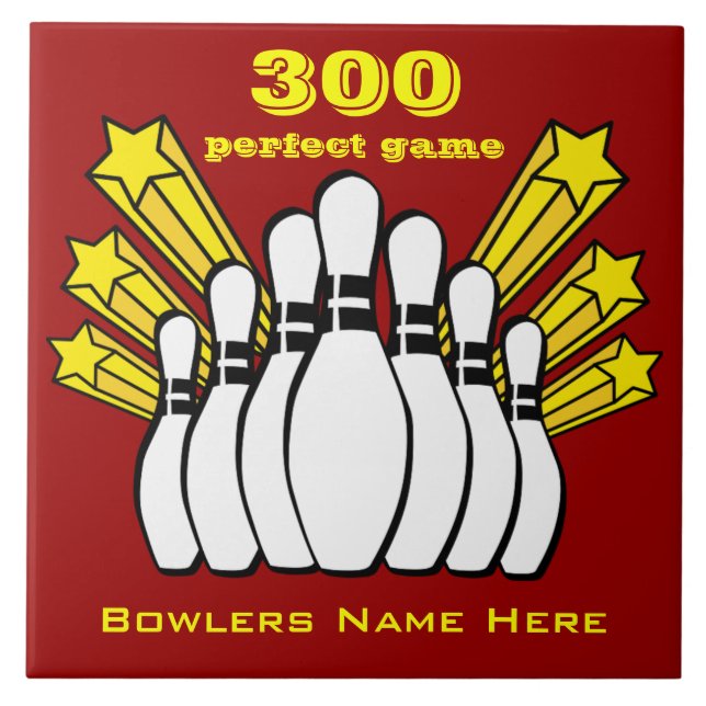 300 Game Bowling Award Decorative Tile Fliese (Vorderseite)