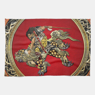 [300] Hokusai - Shoki Riding Shishi Lion Handtuch