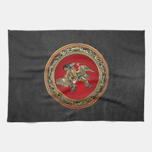 [300] Hokusai - Shoki Riding Shishi Lion Küchentuch