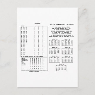 300-jähriger Kalender (Wochentag) Postkarte