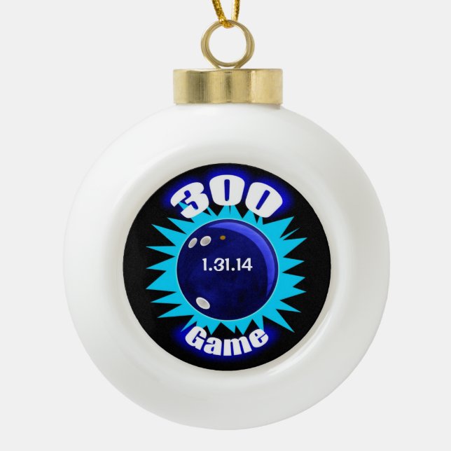 300 Perfect Game Blues Keramik Kugel-Ornament (Vorderseite)