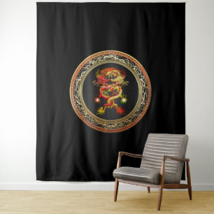 [300] Rote und Gelbe Drachen Wandteppich