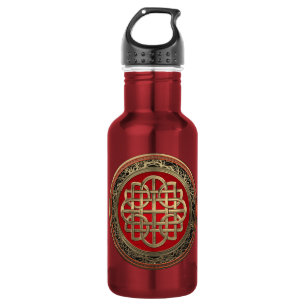 [300] Sacred Celtic Gold Knot Cross Edelstahlflasche