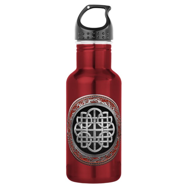 [300] Sacred Celtic Silver Knot Cross Edelstahlflasche (Vorderseite)