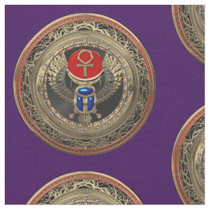 [300] Sacred Gold Egyptian Winged Scarab mit Ankh Stoff