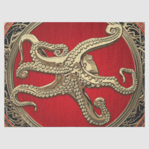 [300] Sacred Gold Octopus in Defensive Posture Seidenpapier